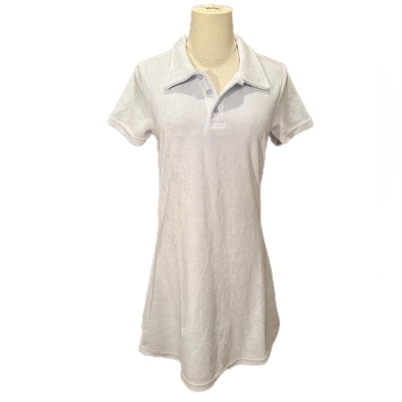 Mono B Dresses & Skirts - Mono B Baby Blue Buttoned Polo Terry Dress Medium